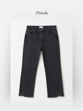 Pistola  Washed Black Straight/slightly flared raw hem jeans